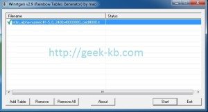 generate rainbow tables using winrtgen